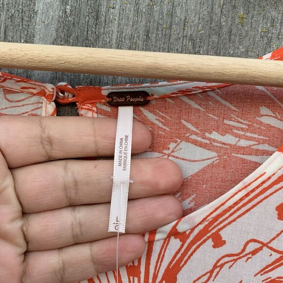 FREE PEOPLE First Kiss Maxi Dress NWT Sz Large Orange Floral Rayon Bohemian - Picture 15 of 16